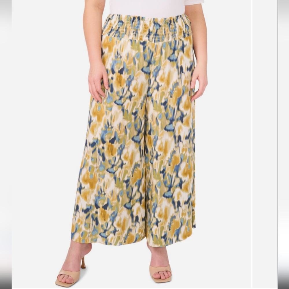Vince Camuto Wide Leg Challis Pants - 1X, Watercolor Print NWT - Picture 4 of 5